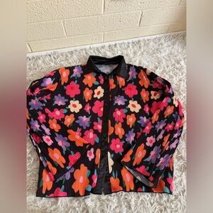 Floral Women's Plisse Set- Black, Orange, Pink